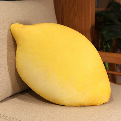 Lemon Printed Fruit Plush Cushion