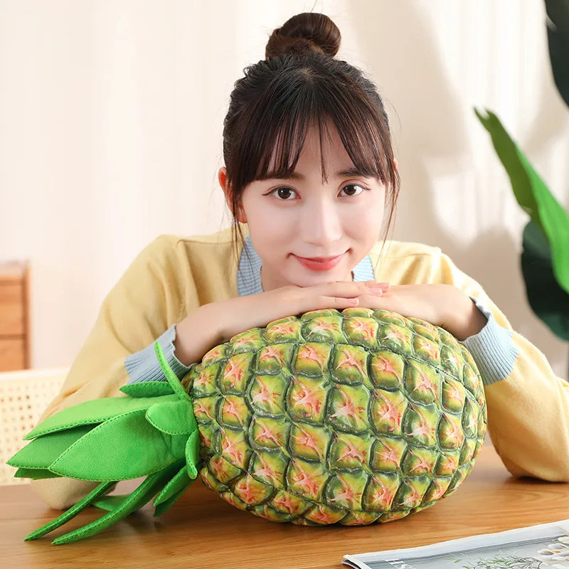 Raw-Green Realistic Plush-Textured Pineapple