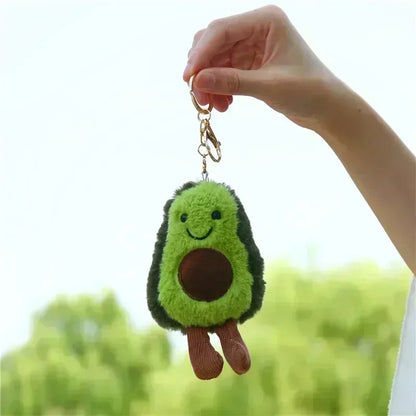 Mini Avocado Cartoon Plushie Keychain