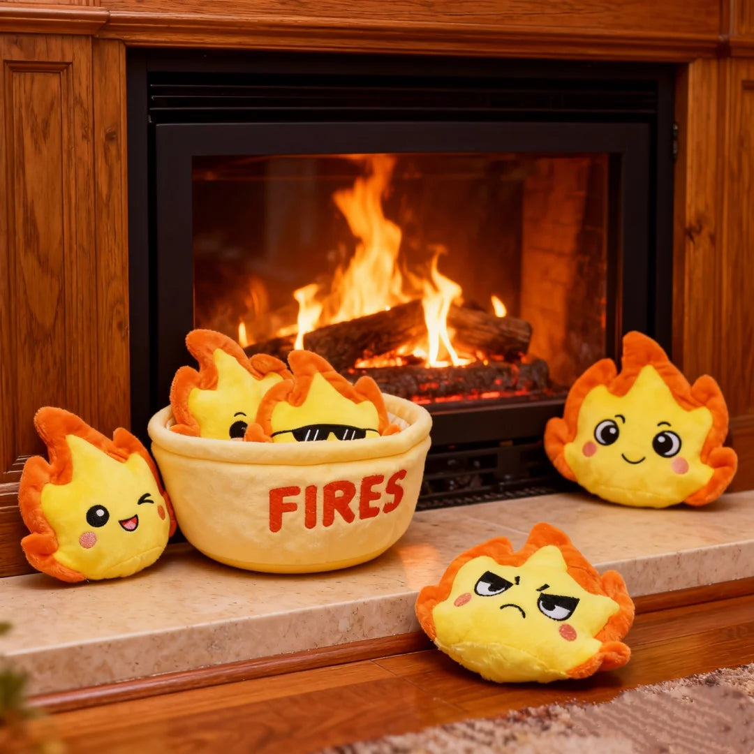 Basket of Flame Emoji Plushies
