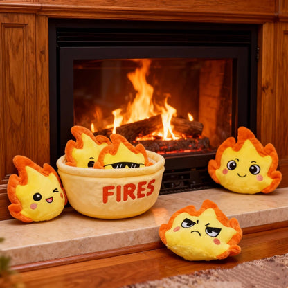 Basket of Flame Emoji Plushies