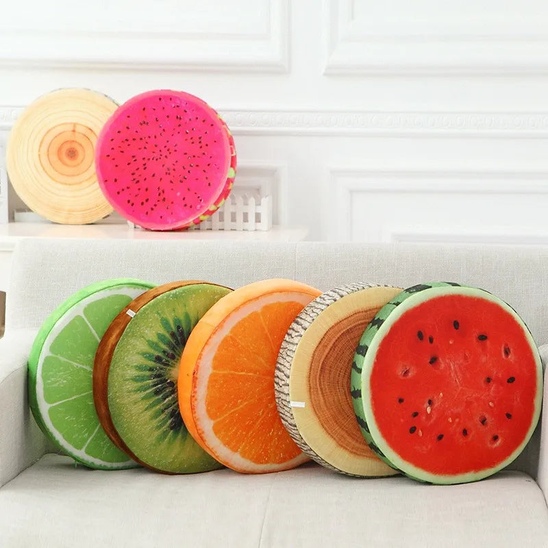 Round Slice of Dragon Fruit Printed Fruit Cushion
