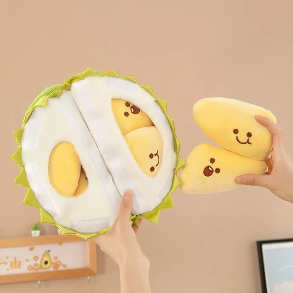 Splittable Durian Plushie with Detachable Durian Meat Sections