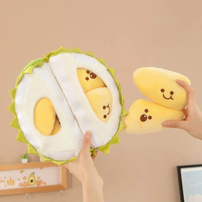 Splittable Durian Plushie with Detachable Durian Meat Sections