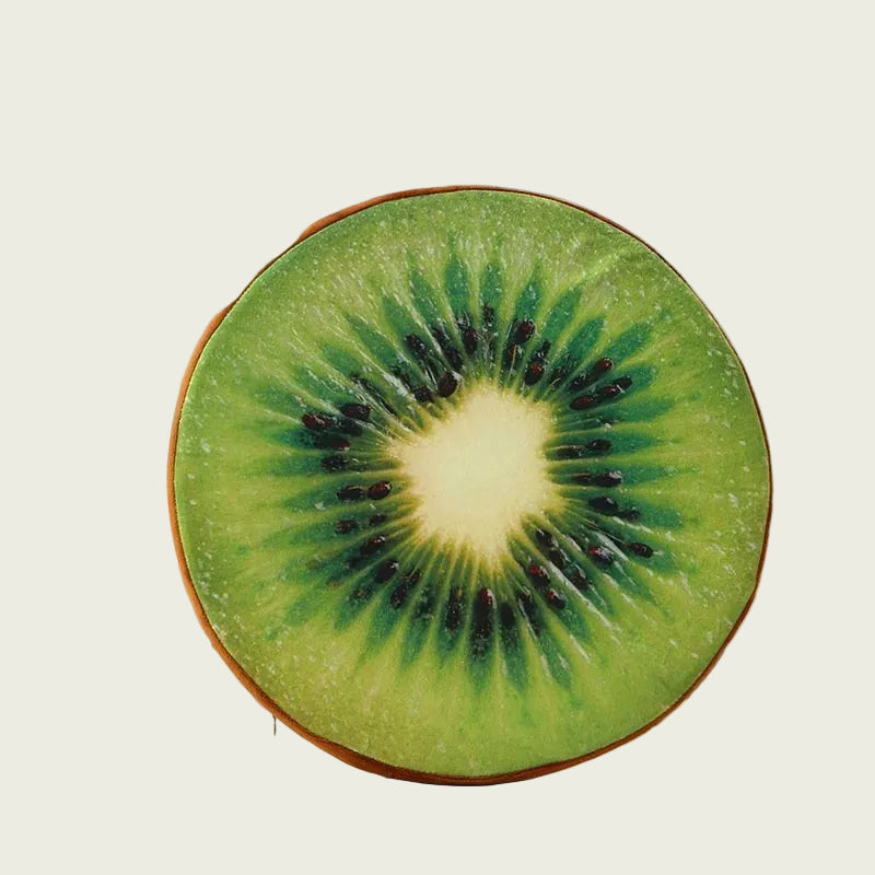 Round Slice of Kiwi Printed Fruit Cushion