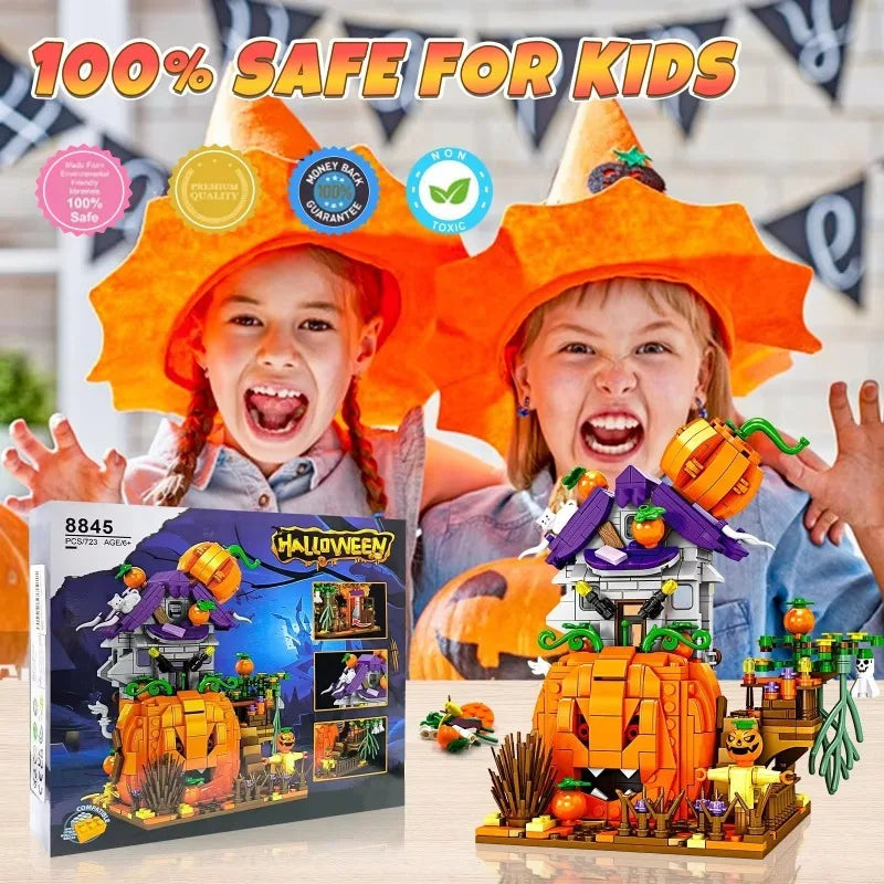 Pumpkin Halloween House Building Blocks Set