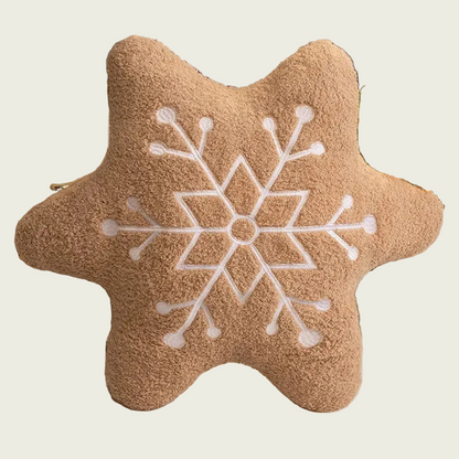 Snowflake Chestnut Brown Plush Pillow