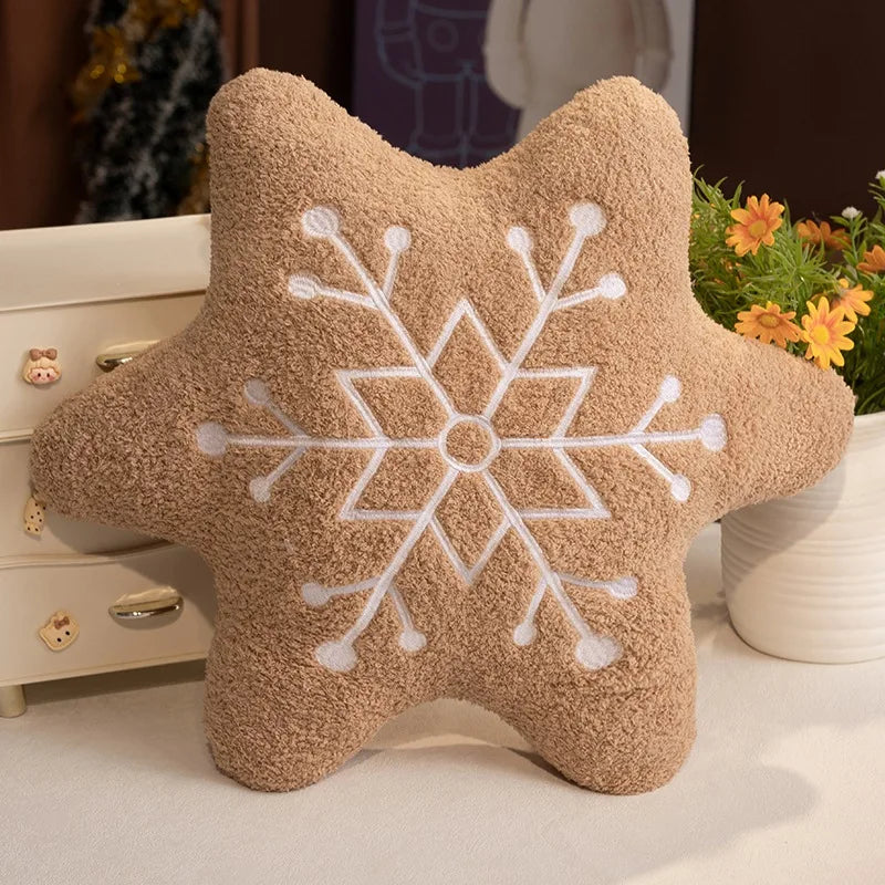 Snowflake Chestnut Brown Plush Pillow