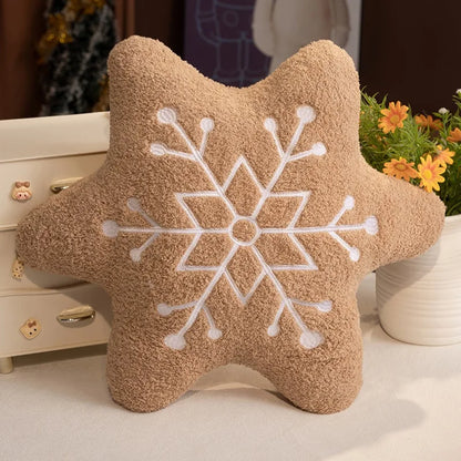 Snowflake Chestnut Brown Plush Pillow