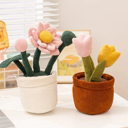 Pink Lotus Plush Plant in Pot