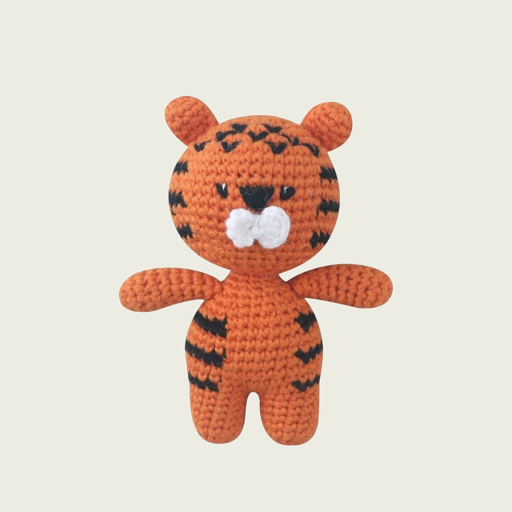 Baby Tiger Cub Crochet Plushie 4.7" Crocheted Stuffed Animal