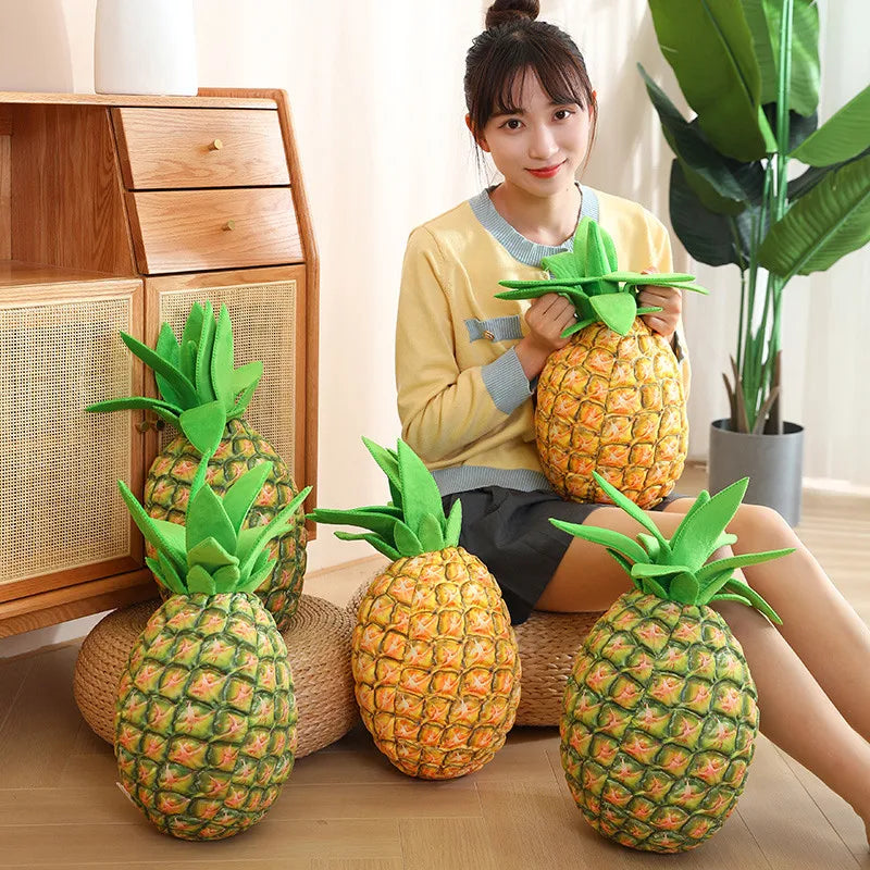 Golden-Yellow Realistic Plush-Textured Pineapple
