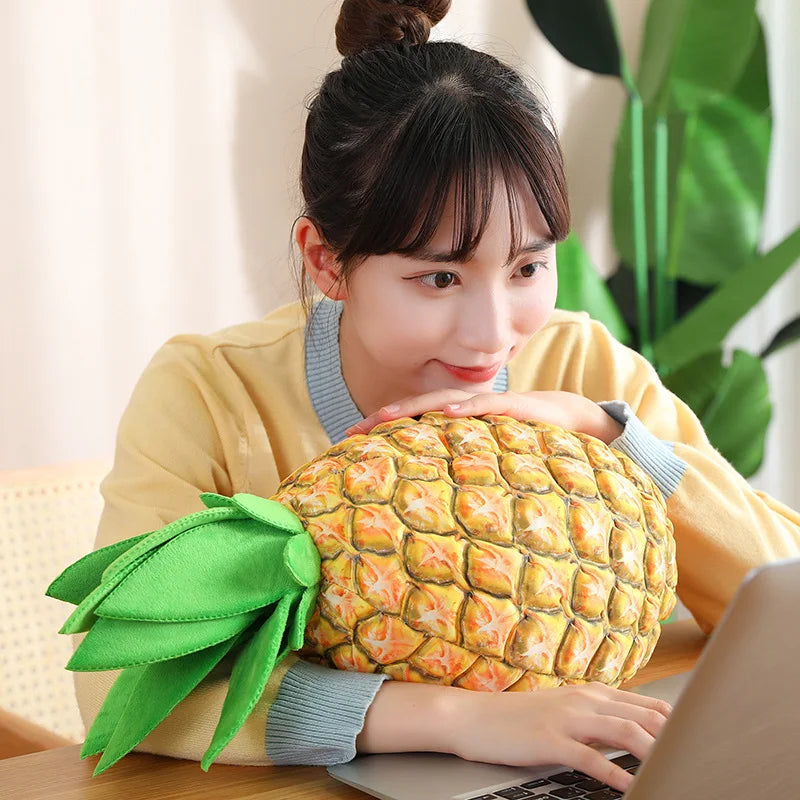 Golden-Yellow Realistic Plush-Textured Pineapple