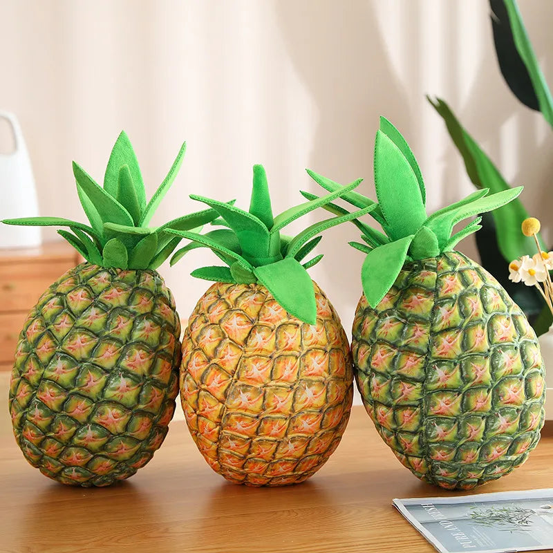 Golden-Yellow Realistic Plush-Textured Pineapple