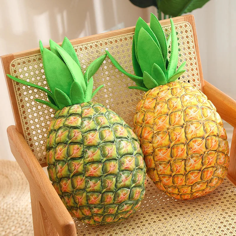 Golden-Yellow Realistic Plush-Textured Pineapple
