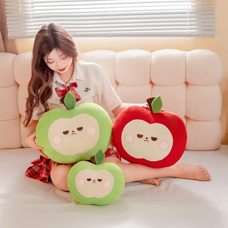 Unamused Green Apple Plushie Pillow