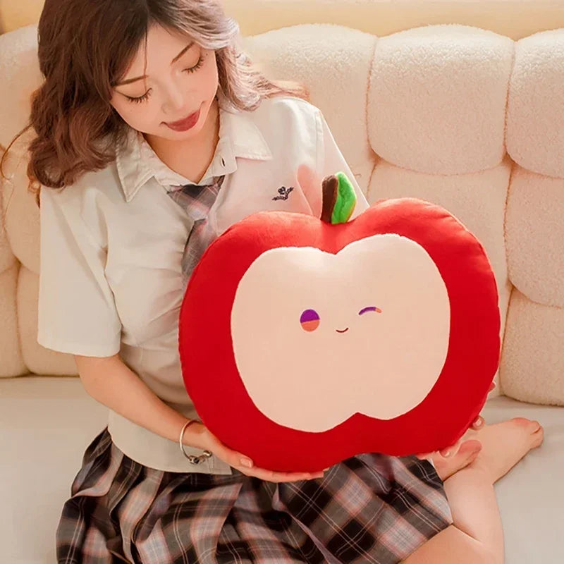 Unamused Red Apple Plushie Pillow