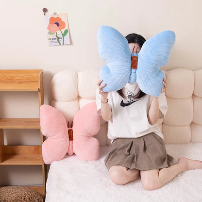 Blue Veined Butterfly Plush Pillow
