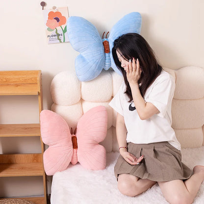 Blue Veined Butterfly Plush Pillow