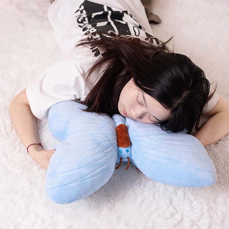 Blue Veined Butterfly Plush Pillow