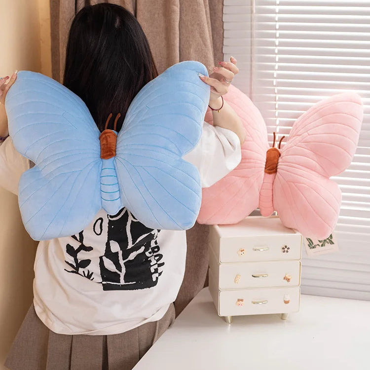 Blue Veined Butterfly Plush Pillow