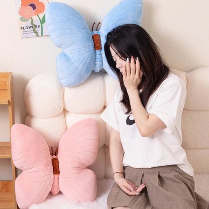 Pink Veined Butterfly Plush Pillow